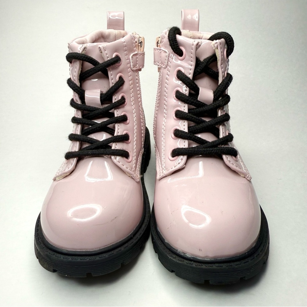 Girls Pink Combat Boots Size 24 | Rainbow Accents |